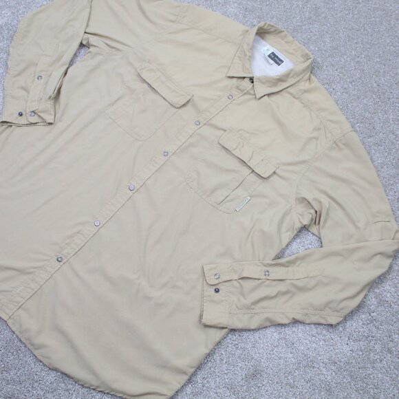 Exofficio Insect Shield Shirt Mens 2XL XXL Tan Vented Snap Button Long Sleeve - Picture 3 of 14
